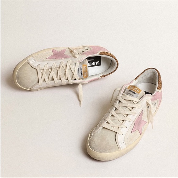 Golden Goose Superstar Sneaker Cream Antique Pink Suede/Leopard sz 37 New in Box - Picture 15 of 17